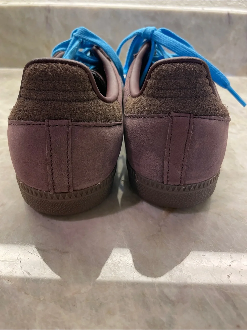 adidas Samba Brown Sneakers with Bright Blue Accents